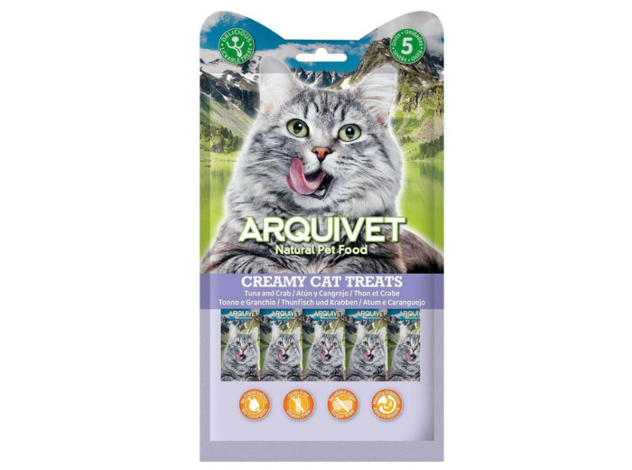 ARQUIVET, Snack crémeux au Thon & au Crabe - 5 x 14g