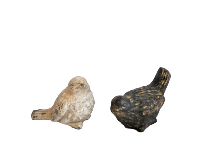 Ensemble 2 oiseaux résine à poser 11x13x16 cm