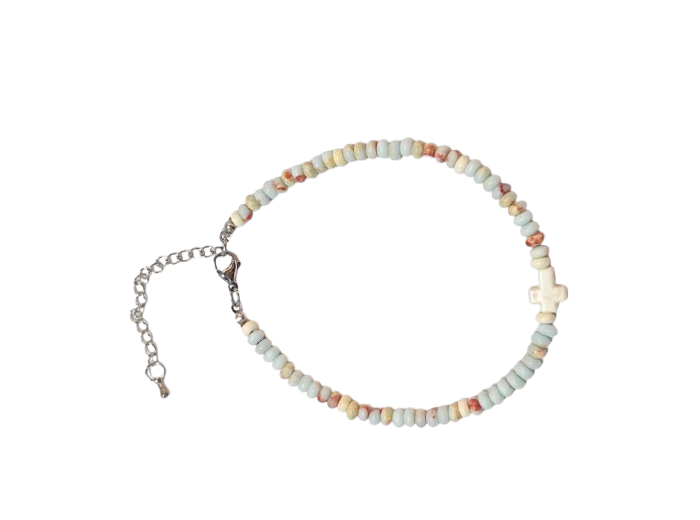 Bracelet 4mm en Pierre coloris Jaspe shoushan, fermoir réglable