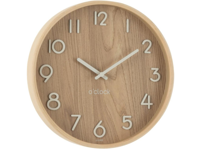 J-Line Horloge murale en bois de serpent/MDF naturel Taille S