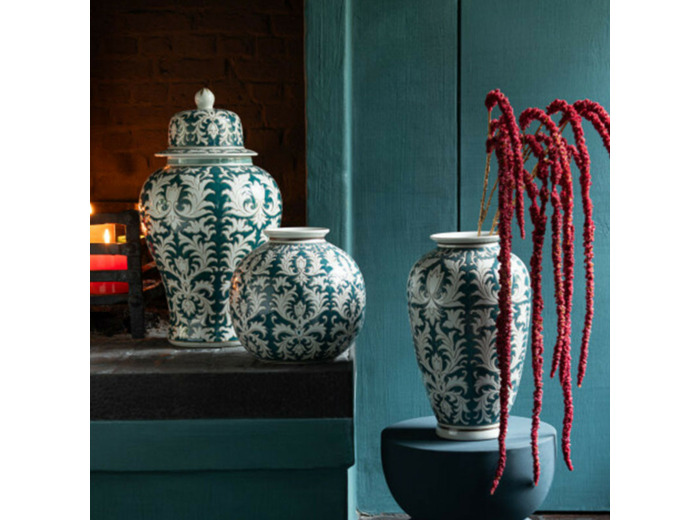 Grand vase céramique vert blanc 29x29x51cm