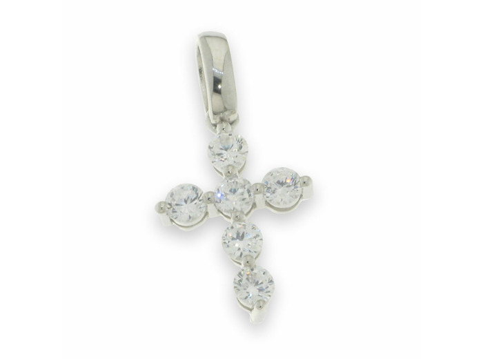Croix pendentif en Argent 925 + Zirconiums- 1,5x1cm
