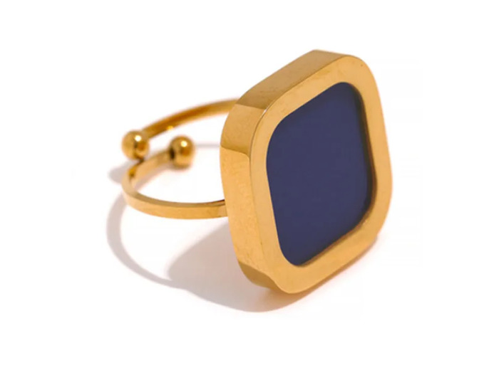 Bague Pierre Turquoise Tendance Femme Ajustable Or