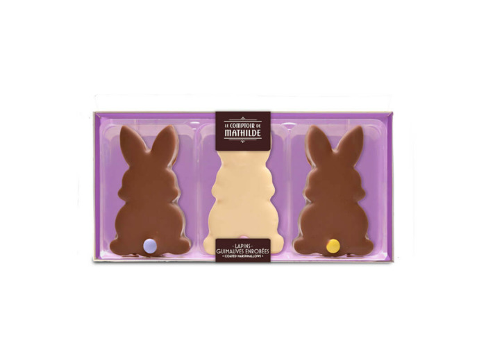 Coffret 3 Lapins Guimauve Chocolat Lait Et Blanc