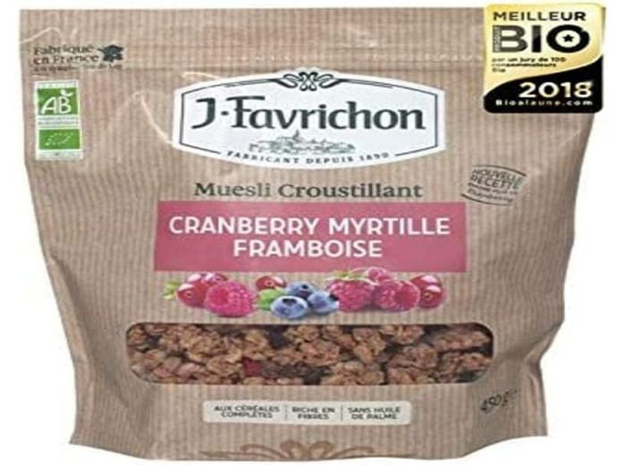 Muesli croustillant cranb myrt framb450g J.Favrichon