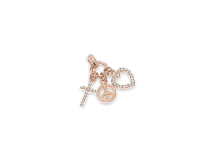 Pendentif  3 BRELOQUES en Argent  rosé
