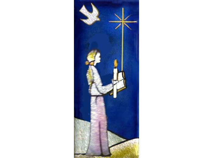 Communiant et évangile Fille 15,5X6,5cm - EMAUX DU LIBAN