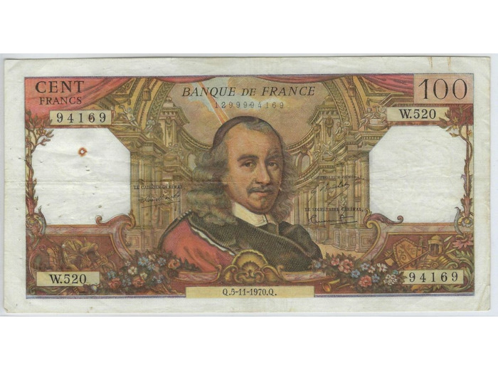 FRANCE 100 FRANCS CORNEILLE 5-11-1970 W.520 TTB