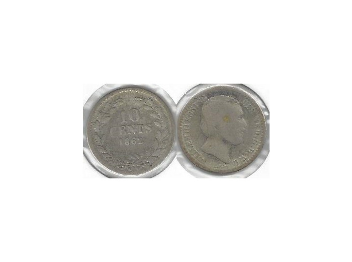 PAYS-BAS HOLLANDE 10 CENTS 1862 TB