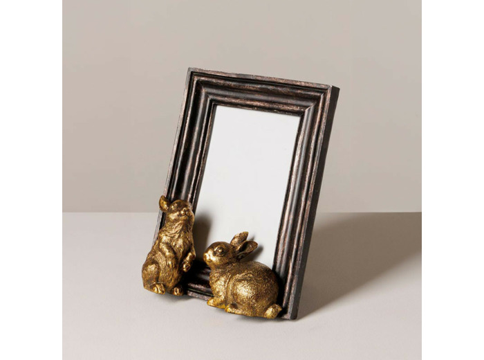 Cadre photo lapins dorés 10x15x6cm