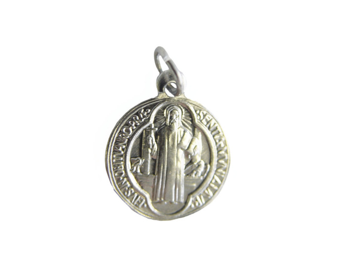 Médaille 40mm en Métal Argenté - St Benoît / CROIX