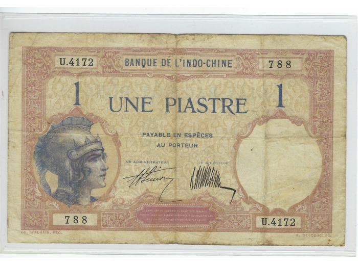 INDOCHINE 1 PIASTRE SERIE U 4172 ND 1921-1931 TB+