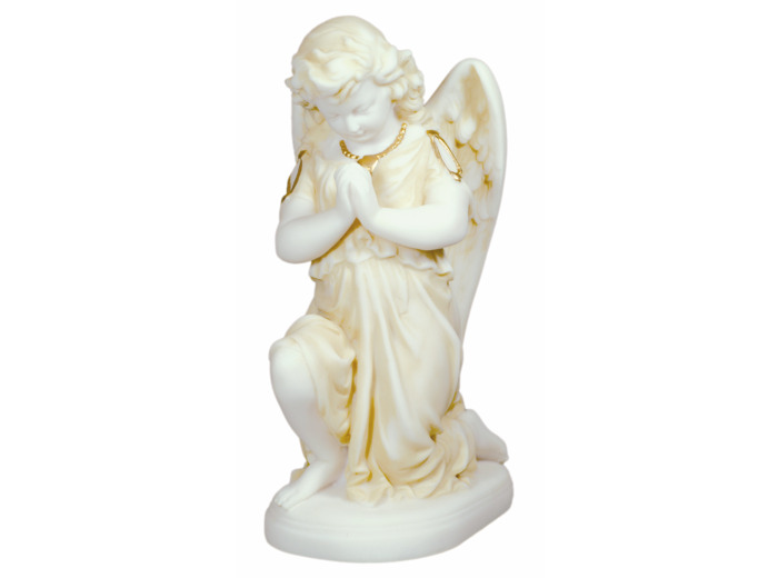 Ange en prière- Statue en albâtre 15cm - Beige et Or