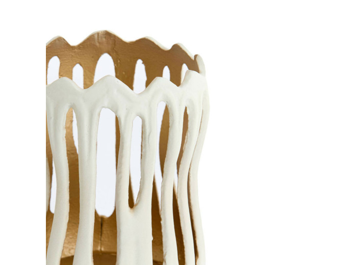 Bougeoir Tivoli métal blanc doré 11x11x13cm