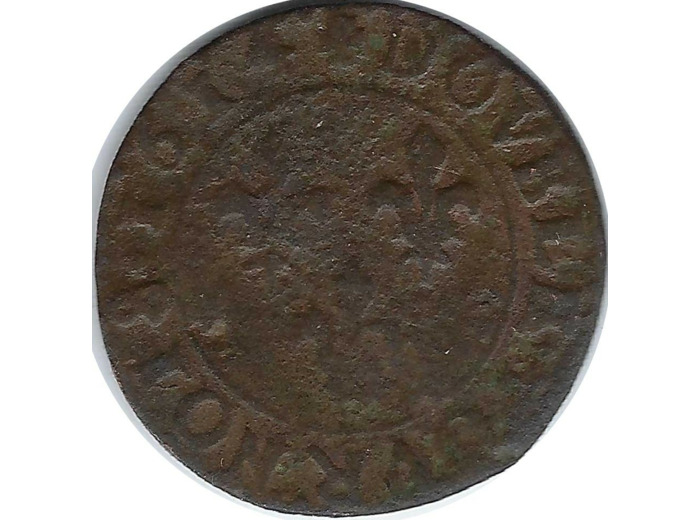LOUIS XIII (1610-1643) DOUBLE TOURNOIS 1614 T (Nantes) B+