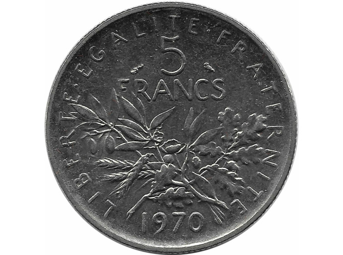 FRANCE 5 FRANCS SEMEUSE NICKEL 1970 SUP-
