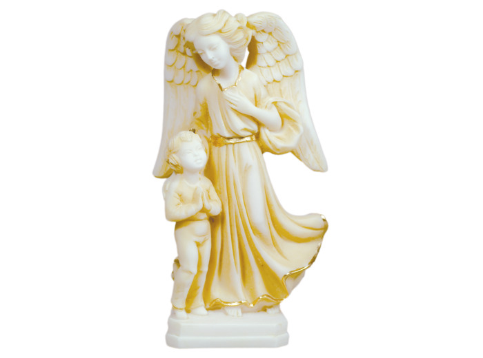 Statue en albâtre 14cm - ANGE/GARCON Beige et Or
