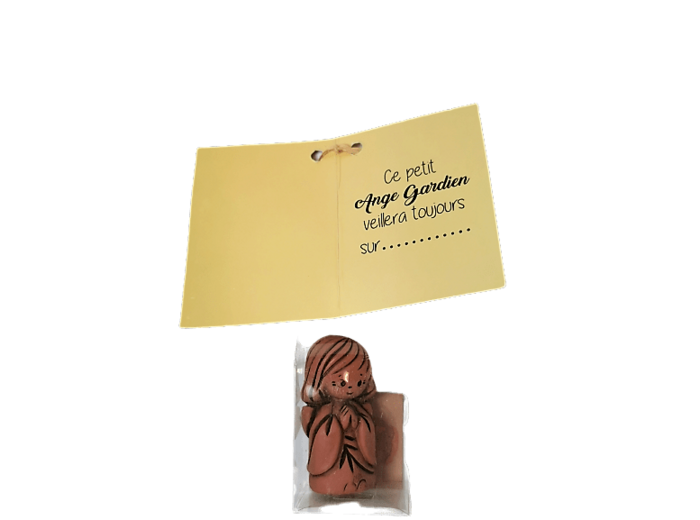 Ange Fille en résine Ton TERRE - 4cm - En boîte transparente
