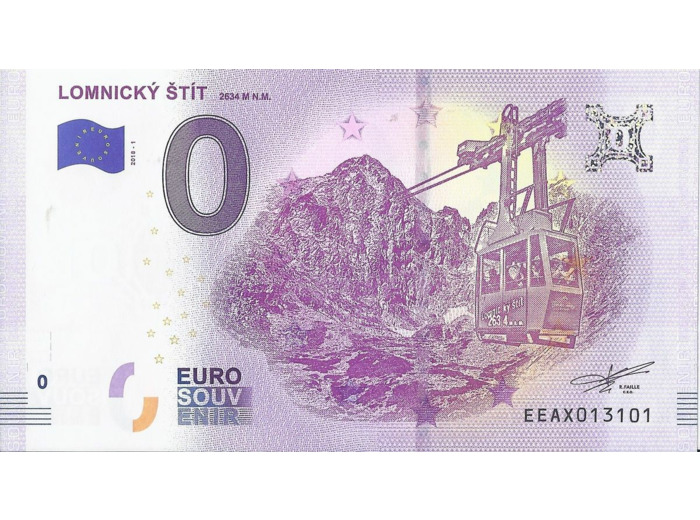 SLOVAQUIE 2018-1 LOMNICKY STIT BILLET SOUVENIR 0 EURO TOURISTIQUE NEUF