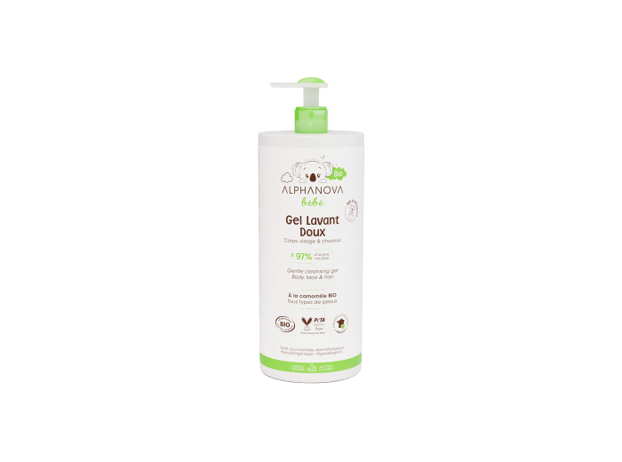 Gel lavant doux corps, visage et cheveux 1L