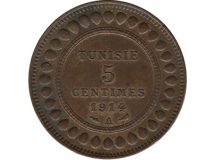 TUNISIE 5 CENTIMES 1914 A TTB+