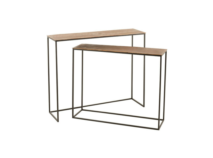Ensemble 2 consoles rectangulaires aluminium doré 83x29x99cm