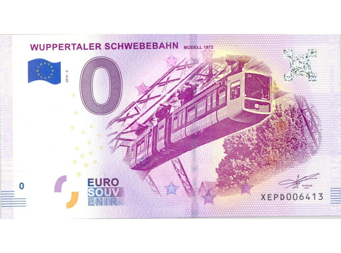 ALLEMAGNE 2018-2 WUPPERTALER SCHWEBEBAHN BILLET SOUVENIR 0 EURO TOURISTIQUE