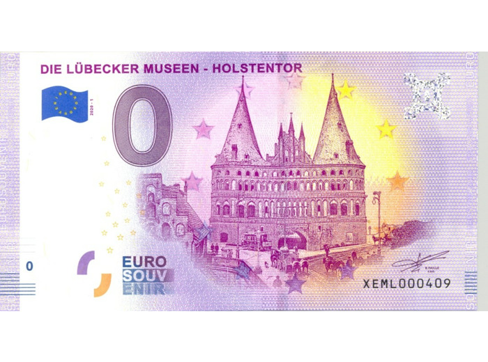 ALLEMAGNE 2020-1 DIE LUBECKER MUSEEN HOLSTENTOR BILLET SOUVENIR 0 EURO