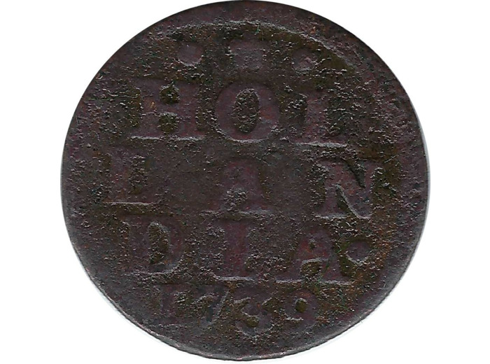 PAYS-BAS HOLLANDE 1 DUIT 1739 HOLLANDIA TB