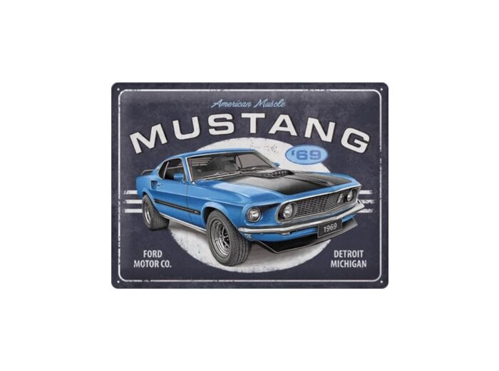 Plaque métal - Ford Mustang 69 - 30x40cm - Déco Us - Nostalgic Art