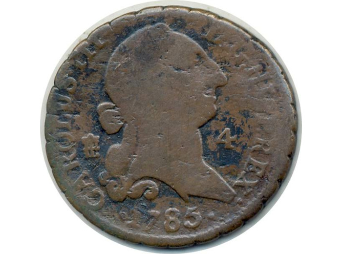 ESPAGNE 4 MARAVEDIS 1785 CARLOS III TB (W407.1)