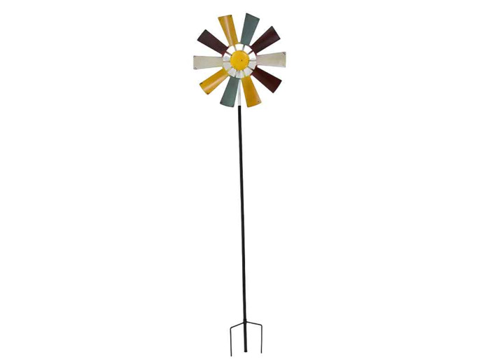 Moulin à vent coloré fer 45x35x180cm
