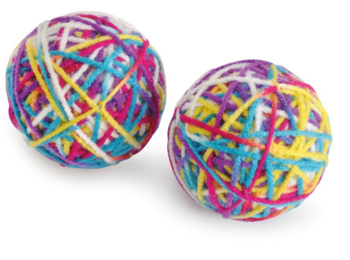 Jouet pour chat, Balle en fil de laine x 2 - Ø6cm
