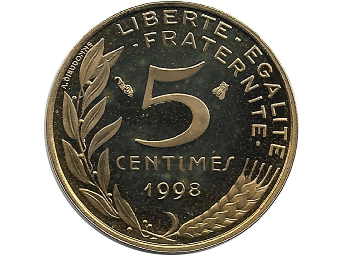 FRANCE 5 CENTIMES LAGRIFFOUL 1998 4 plis BE