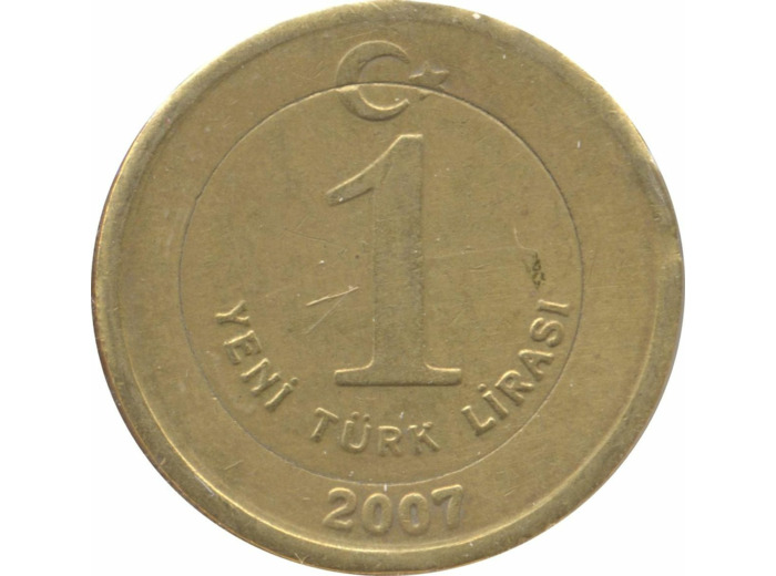 TURQUIE 1 LIRA 2007 FAUTEE MONO-METALLIQUE TTB