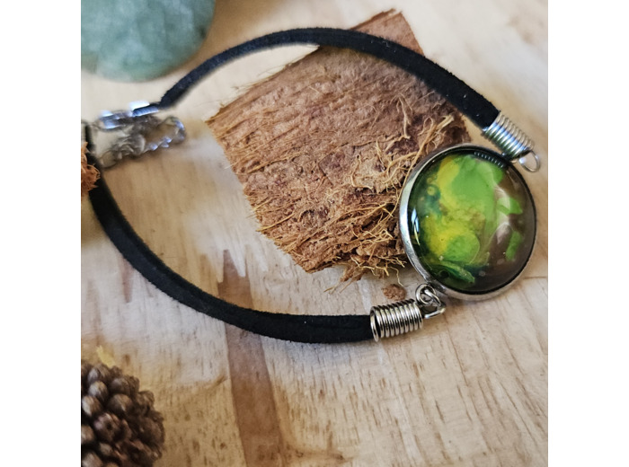 Bracelet en cordon avec pendentif et base ronde (20 mm) en acier inoxydable