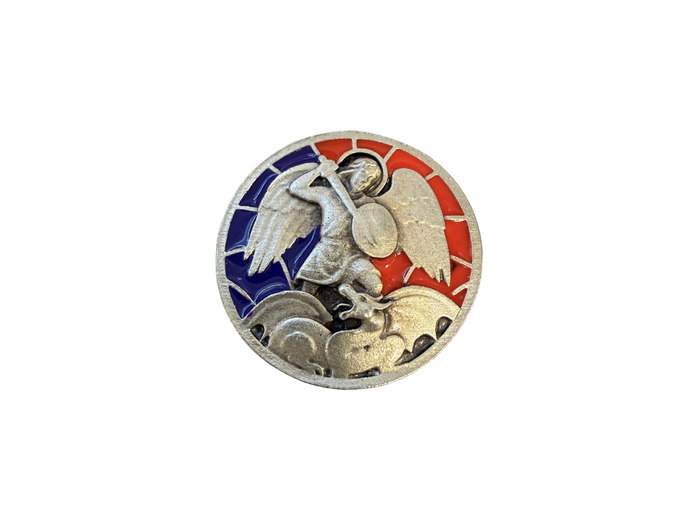 Magnet en métal relief 30mm - Bicolore - Saint Michel