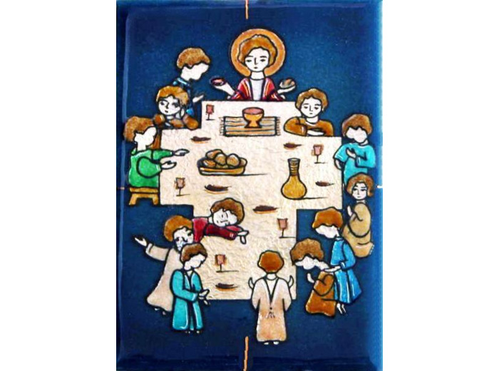 La Cène des enfants 11,6X8,4cm - EMAUX DU LIBAN