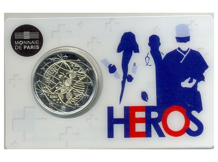 FRANCE 2020 2 EURO COMMEMORATIVE RECHERCHE MEDICAL HEROS COINCARD