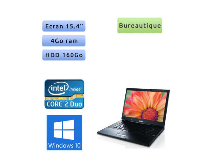 Dell Latitude E6500 - Windows 10 - 2.53 4Go 160Go - 15.4  - Ordinateur Portable PC