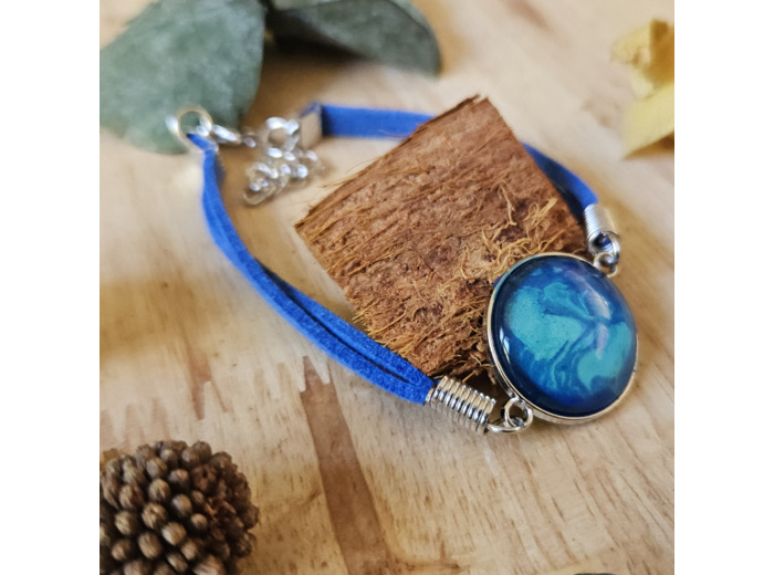 Bracelet en cordon avec pendentif et base ronde (20 mm) en acier inoxydable