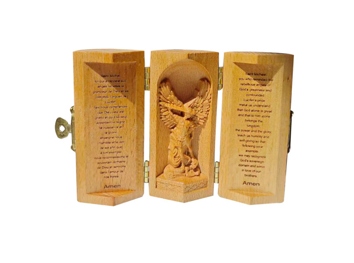 Triptyque en bois massif (Hêtre) - Ht 8cm - Saint Michel