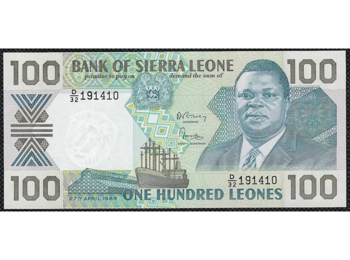 SIERRA LEONE 100 LEONES 27-4-1989 SERIE D32 NEUF (W18b)