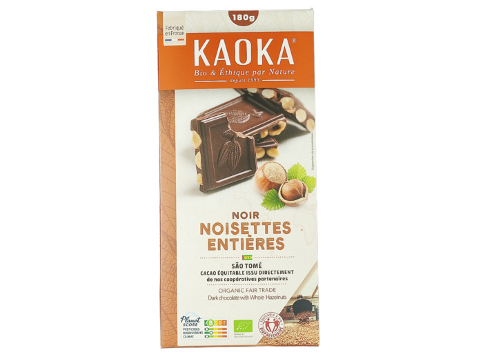 Tablette de Chocolat Noir Noisettes Entières 180g Bio