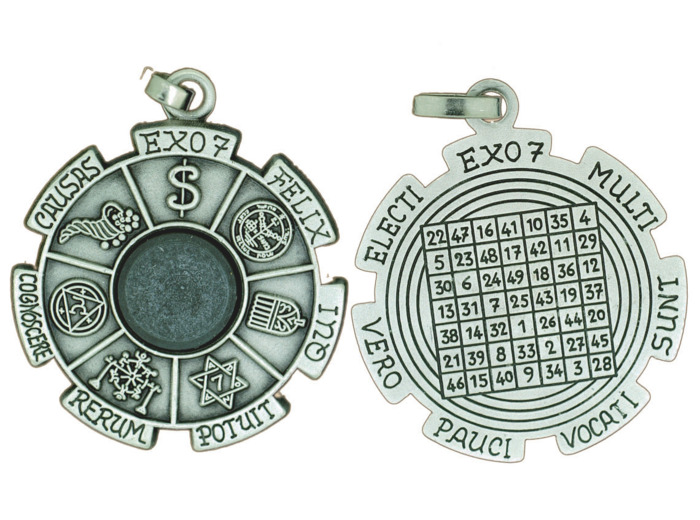 Médaille 40mm Esotérique EXO 7 en Métal Argenté avec Aimant