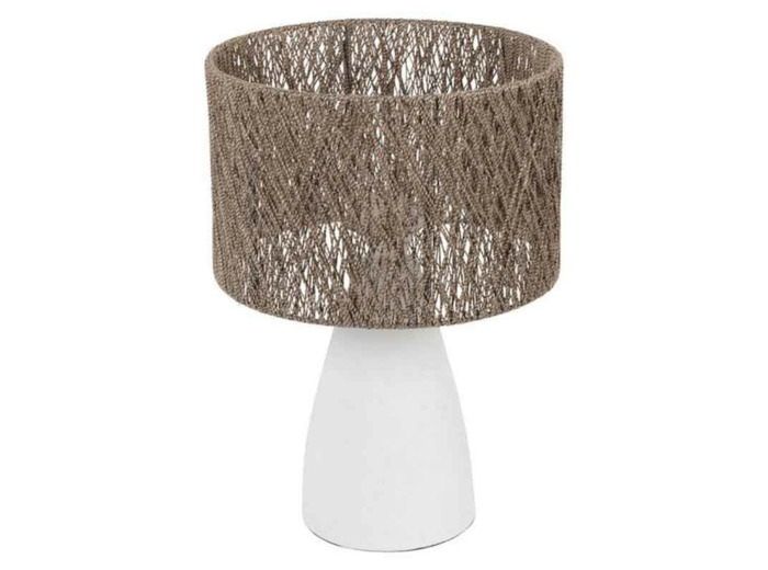 Lampe à poser blanc jute fer 28x41cm