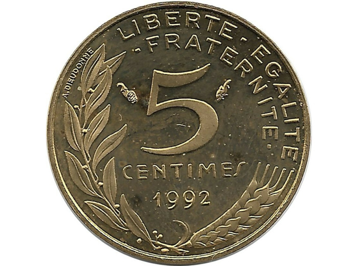 FRANCE 5 CENTIMES LAGRIFFOUL 1992 BE