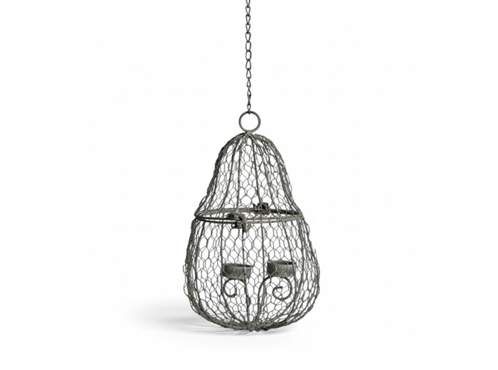 Photophore cage à suspendre fer 20x32cm