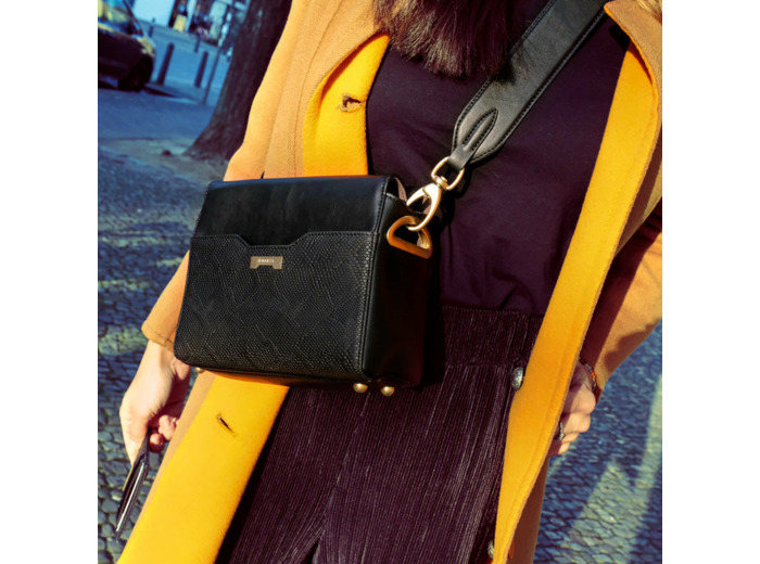 Sac Bandoulière en Cuir Vegan Jenah St. - Noir détail imprimé