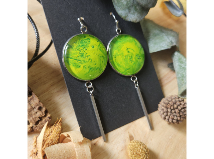 Boucles d'oreilles en métal argenté (pendentifs 25mm)